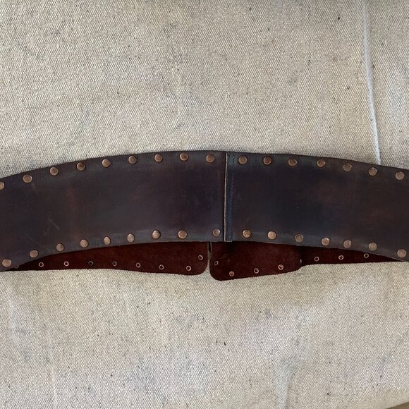 LeatherRock Woman's Leather Made In The USA Stud Loop Boho Festival Belt Sz Med - Picture 3 of 13